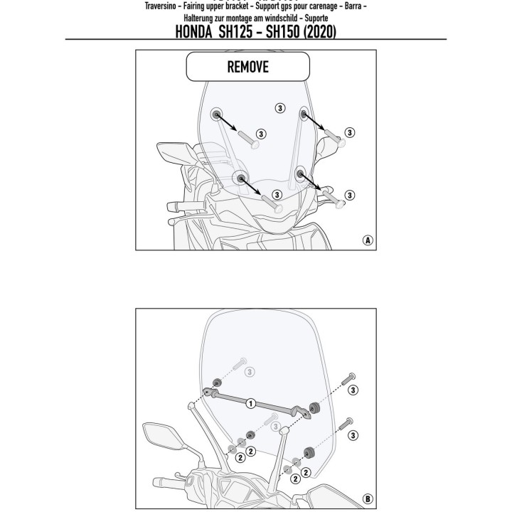 Smartphone / GPS mounting bracket compatible with Honda SH125 / SH150 2020-2023