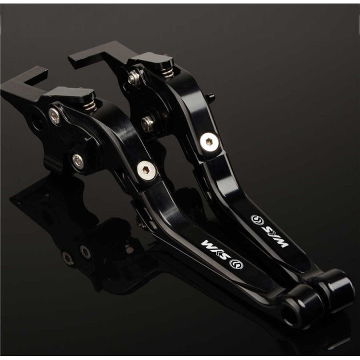 RR Racing adjustable, folding & extending levers with logo compatible with SYM Maxsym 400 / 600 black